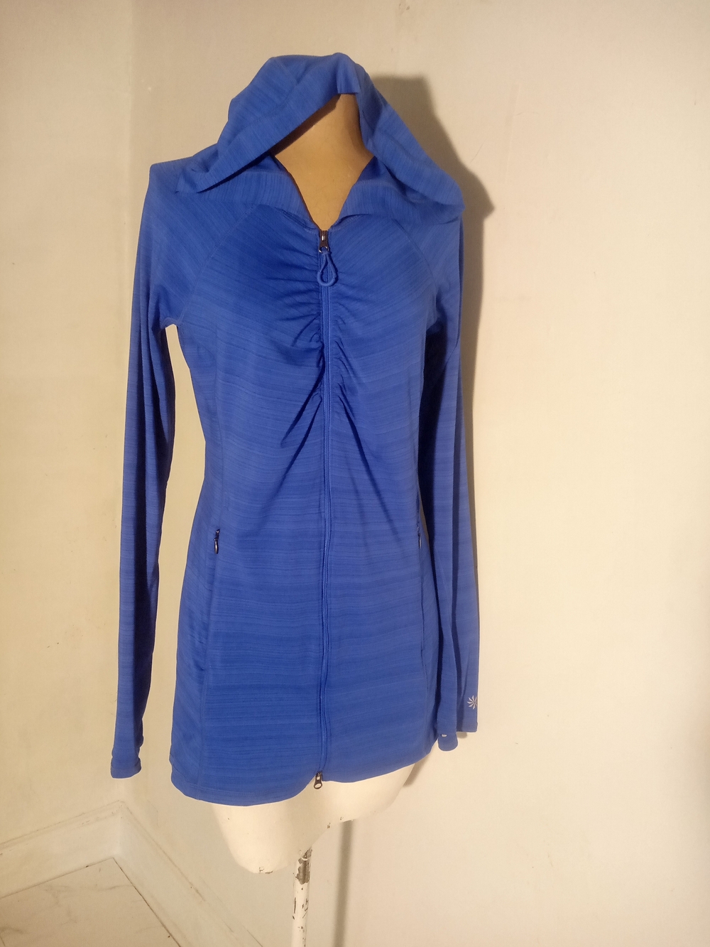 Athleta Royal Blue Hooded Zip-Front Ruched Jacket